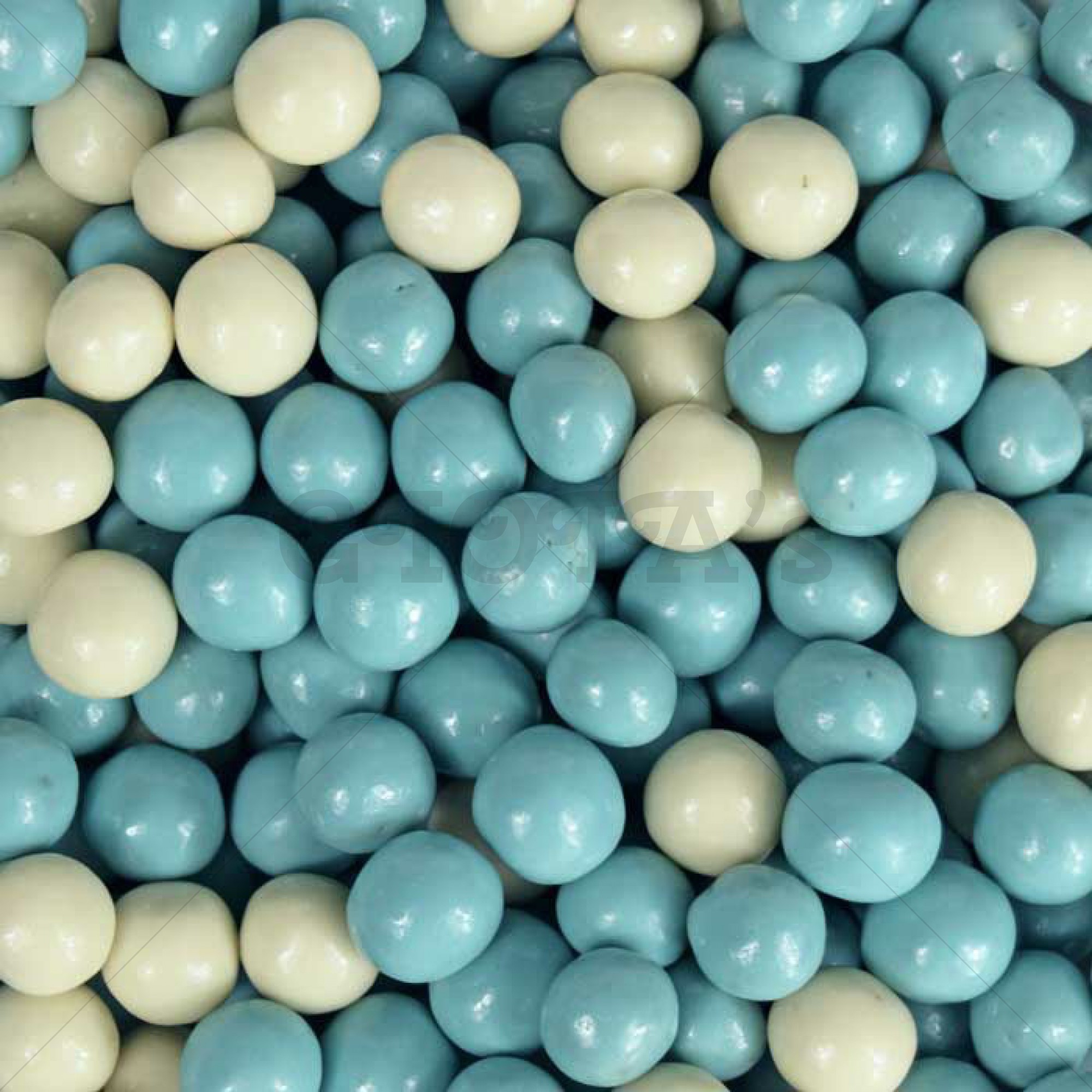Themasnoep - Crisp choco rijstballetjes blauw-wit per 100 gram