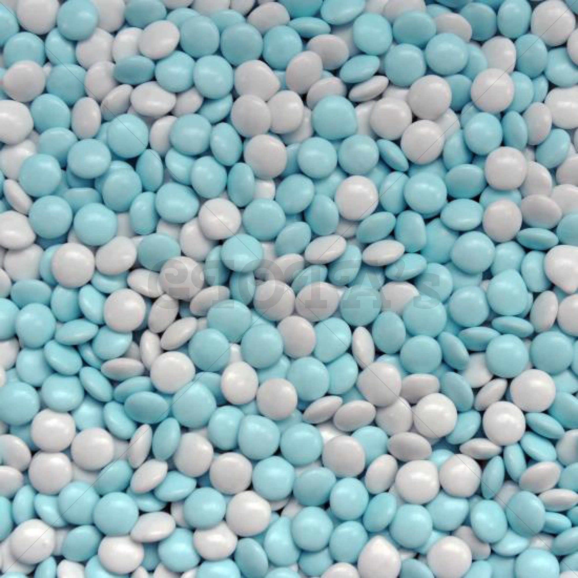 Themasnoep - Mini chocolade dragee blauw - wit 100 gram