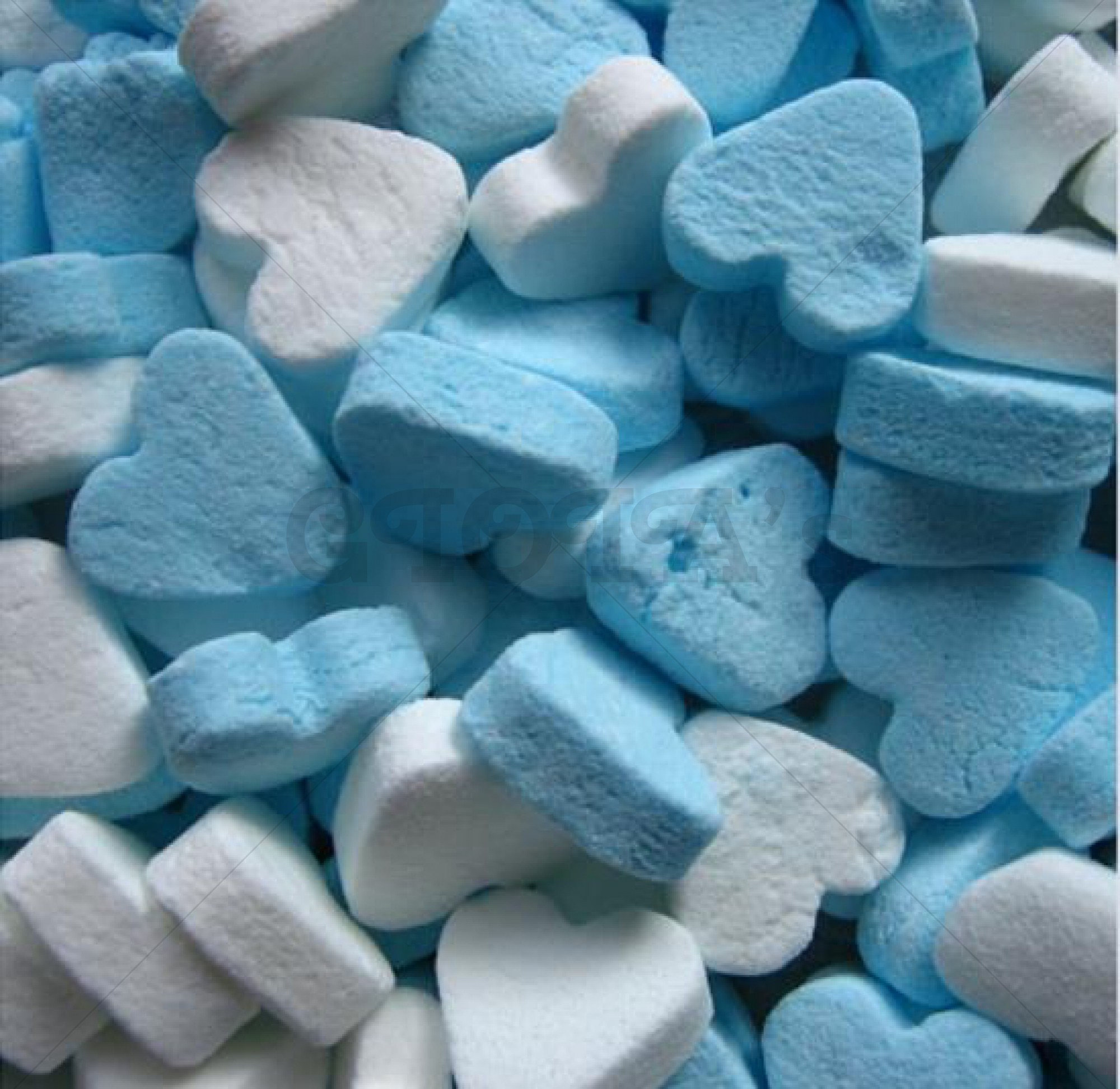 Themasnoep - Mini hartjes blauw/wit (pepermuntsmaak) 100 gram