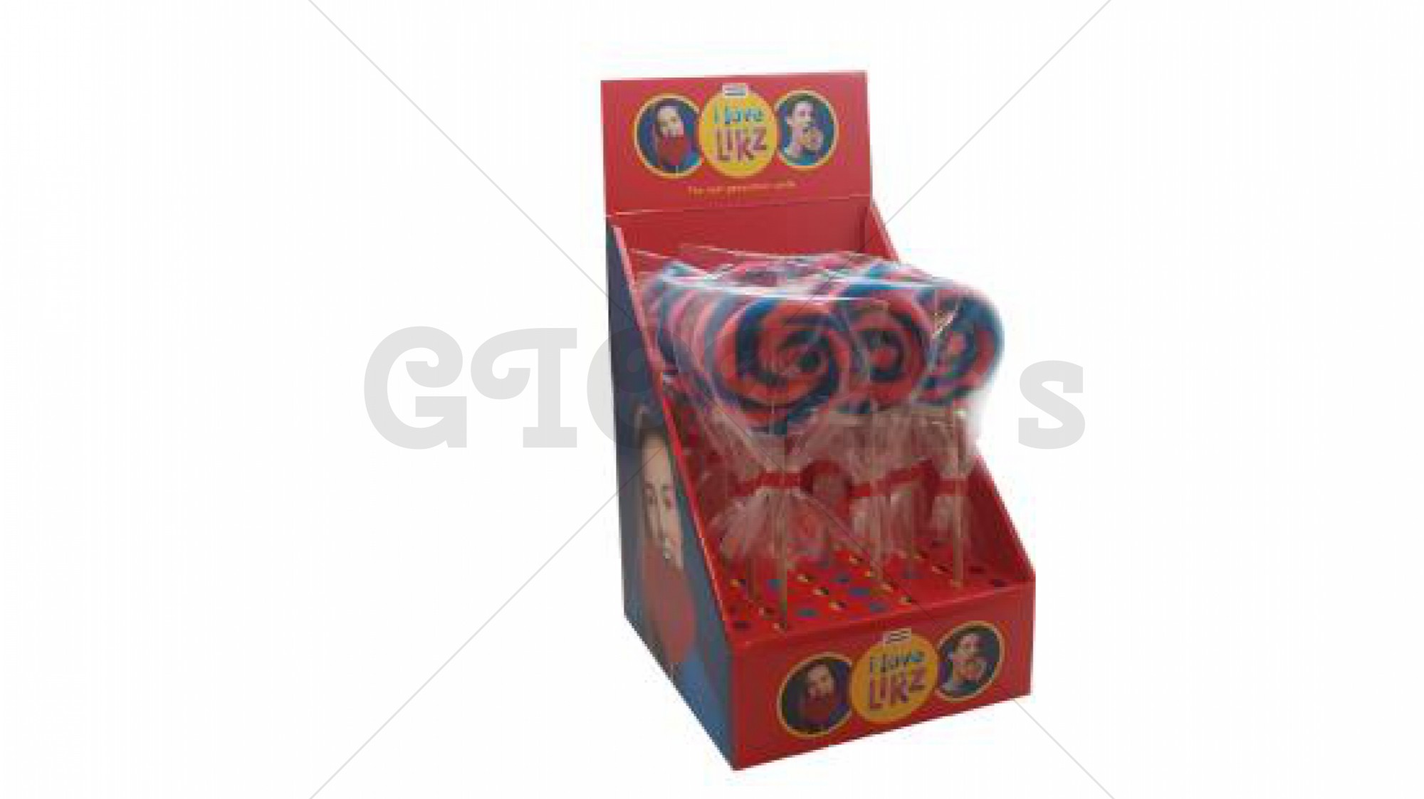 Themasnoep - Spiraal lolly roze - blauw 7 cm