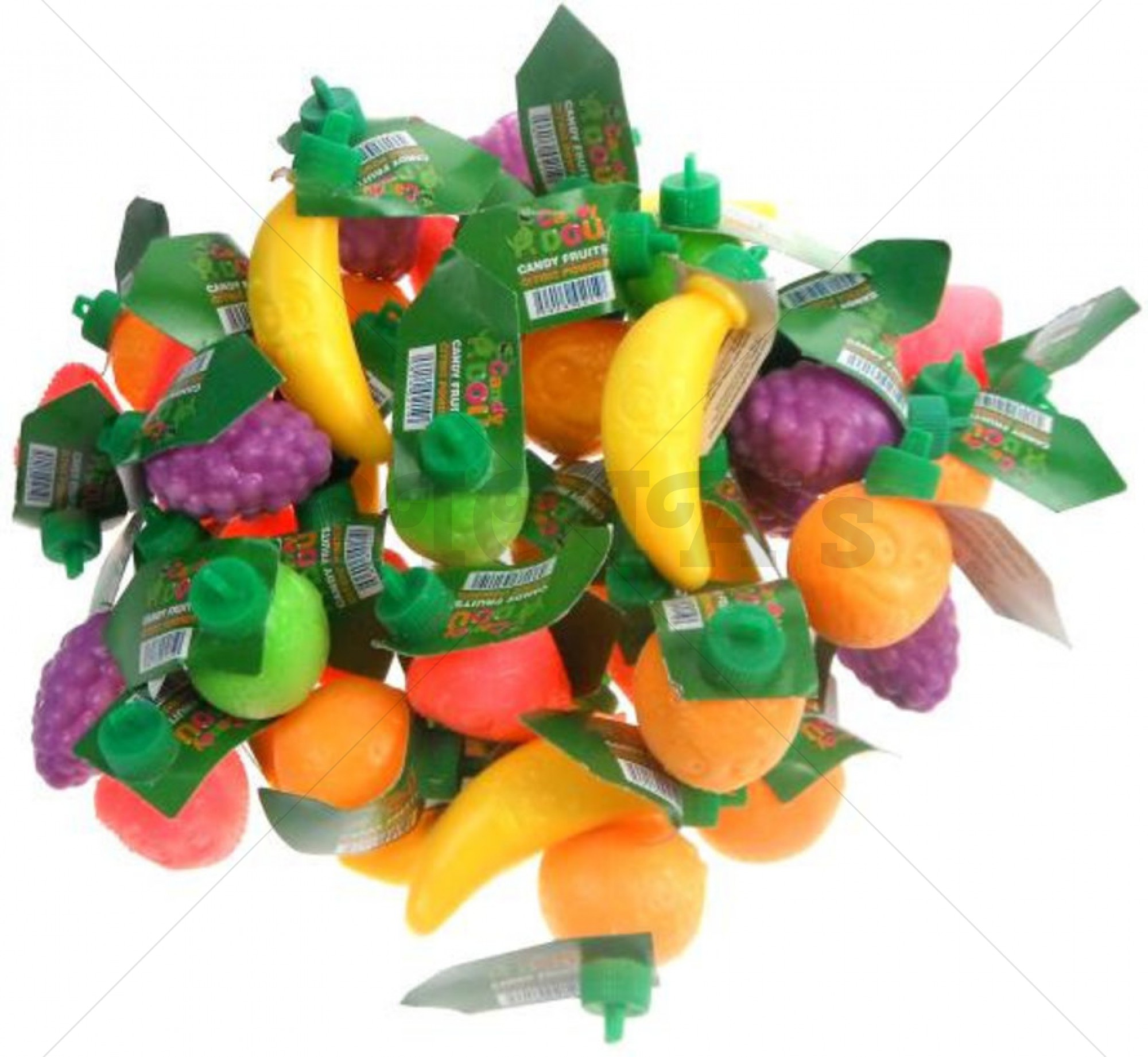 Themasnoep - fruitflesjes gevuld met fruitsmaak prijs per stuk.