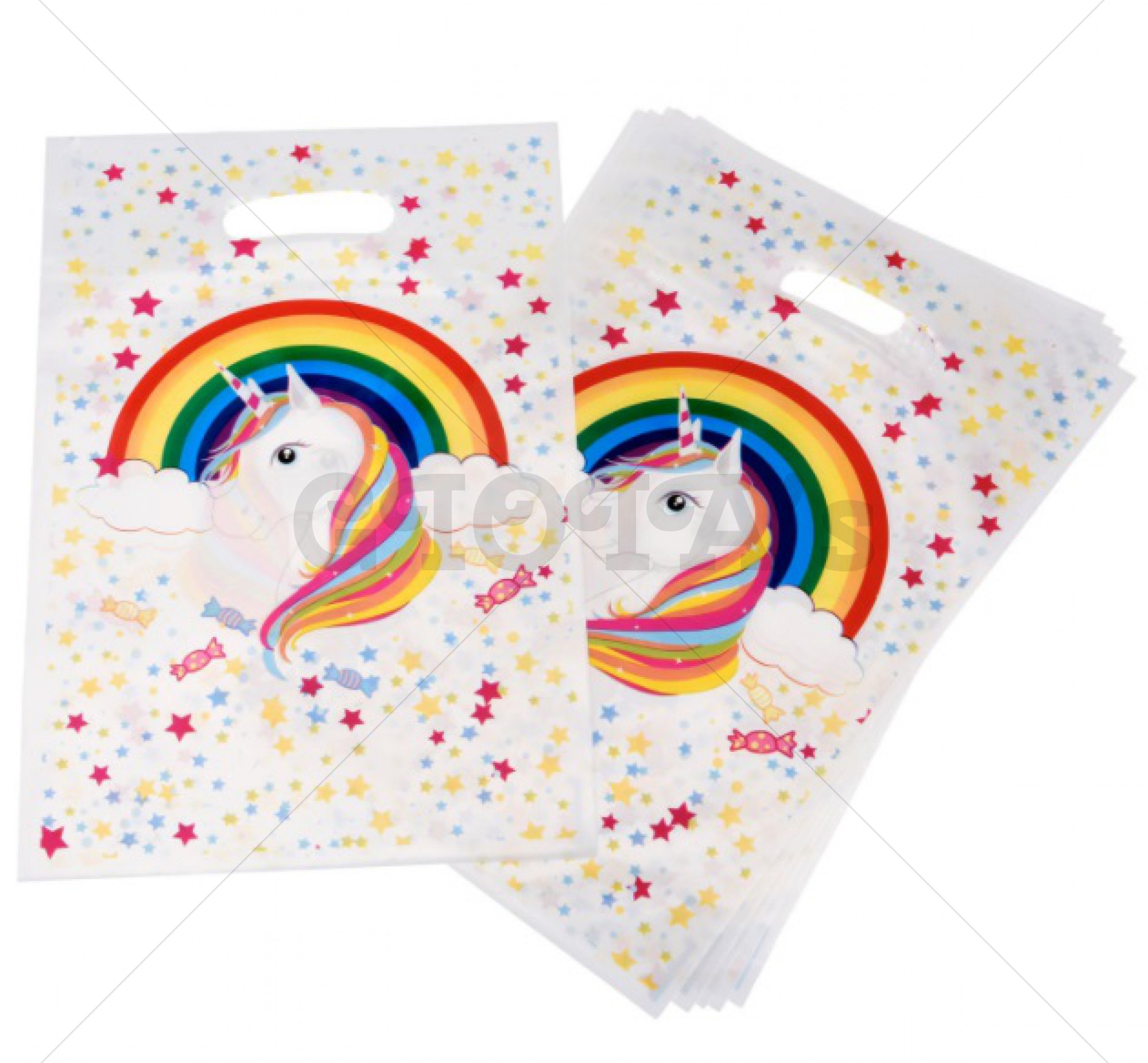 Feestartikelen - Unicorn regenboog uitdeelzakjes 8-stuks