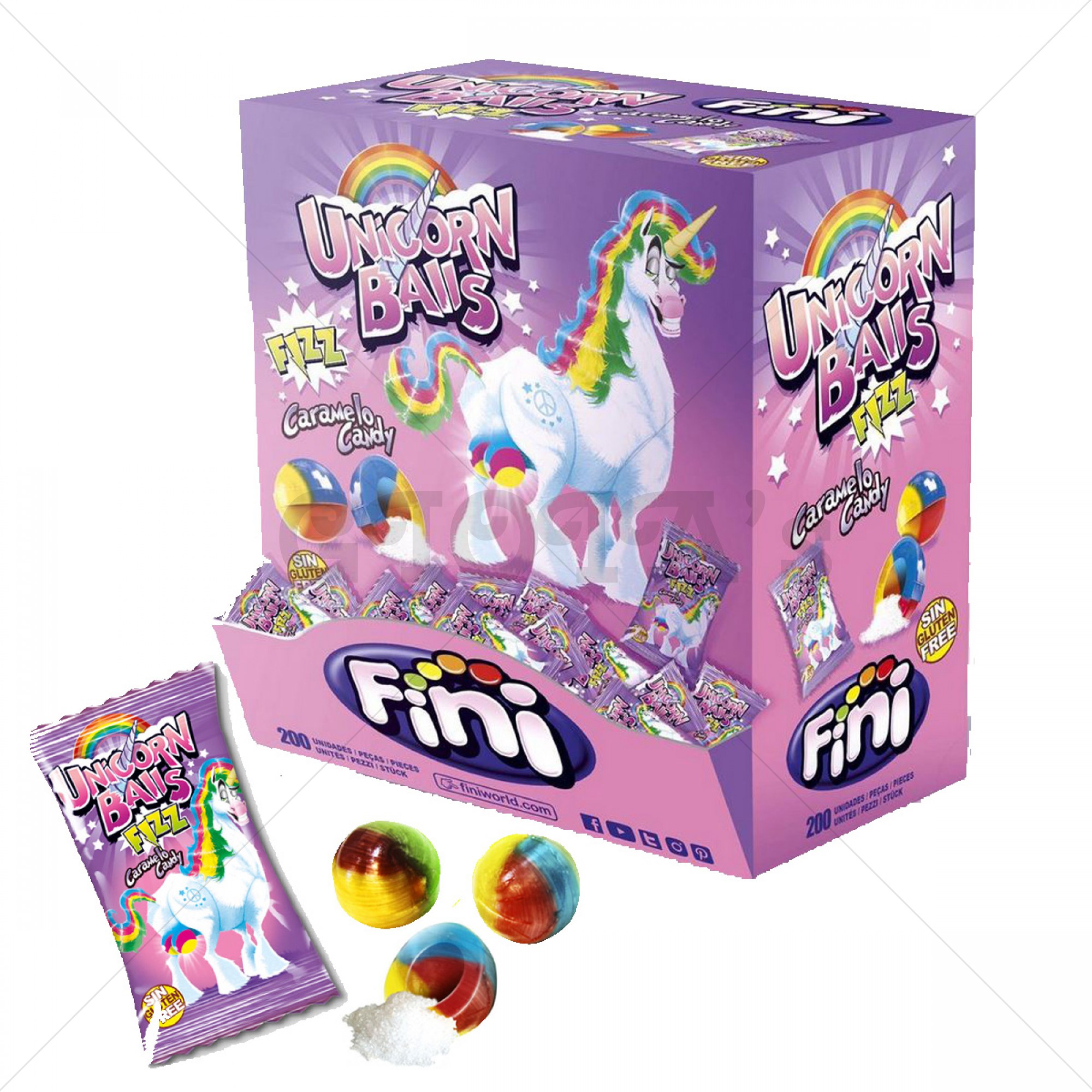 Unicorn snoep regenboogbal prijs per stuk (glutenvrij)