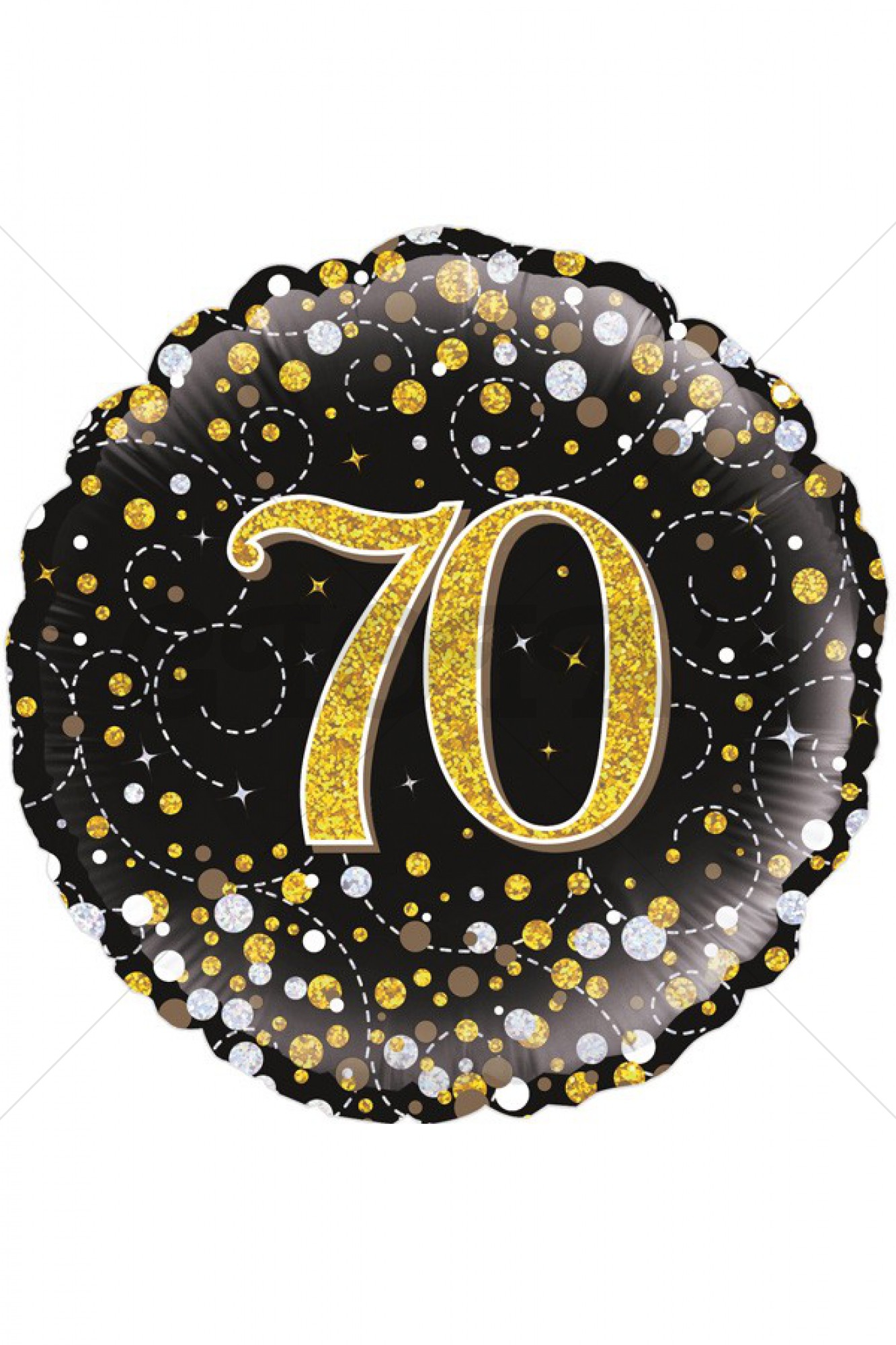 Folie ballon 70 jaar zwart/goud/zilver holografisch 18 inch per 1