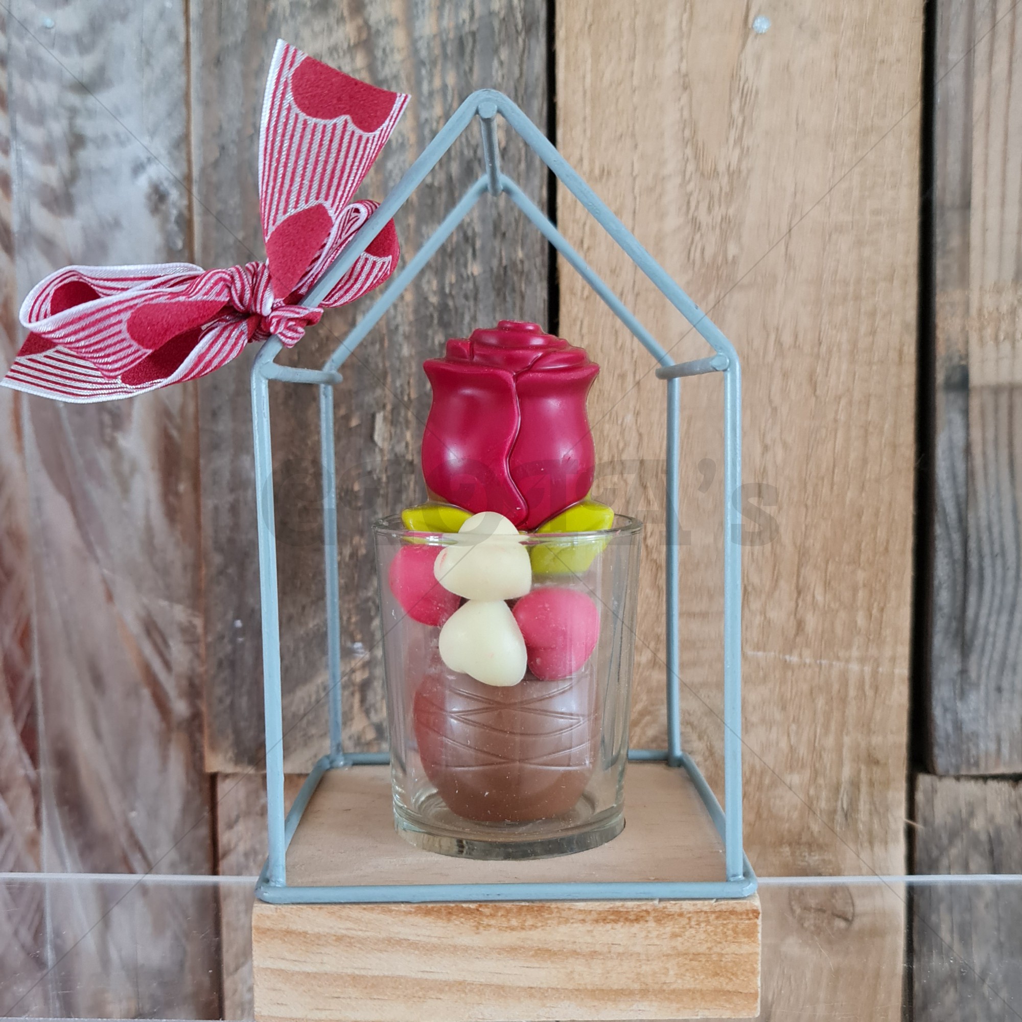 Windlicht huisje met chocolade