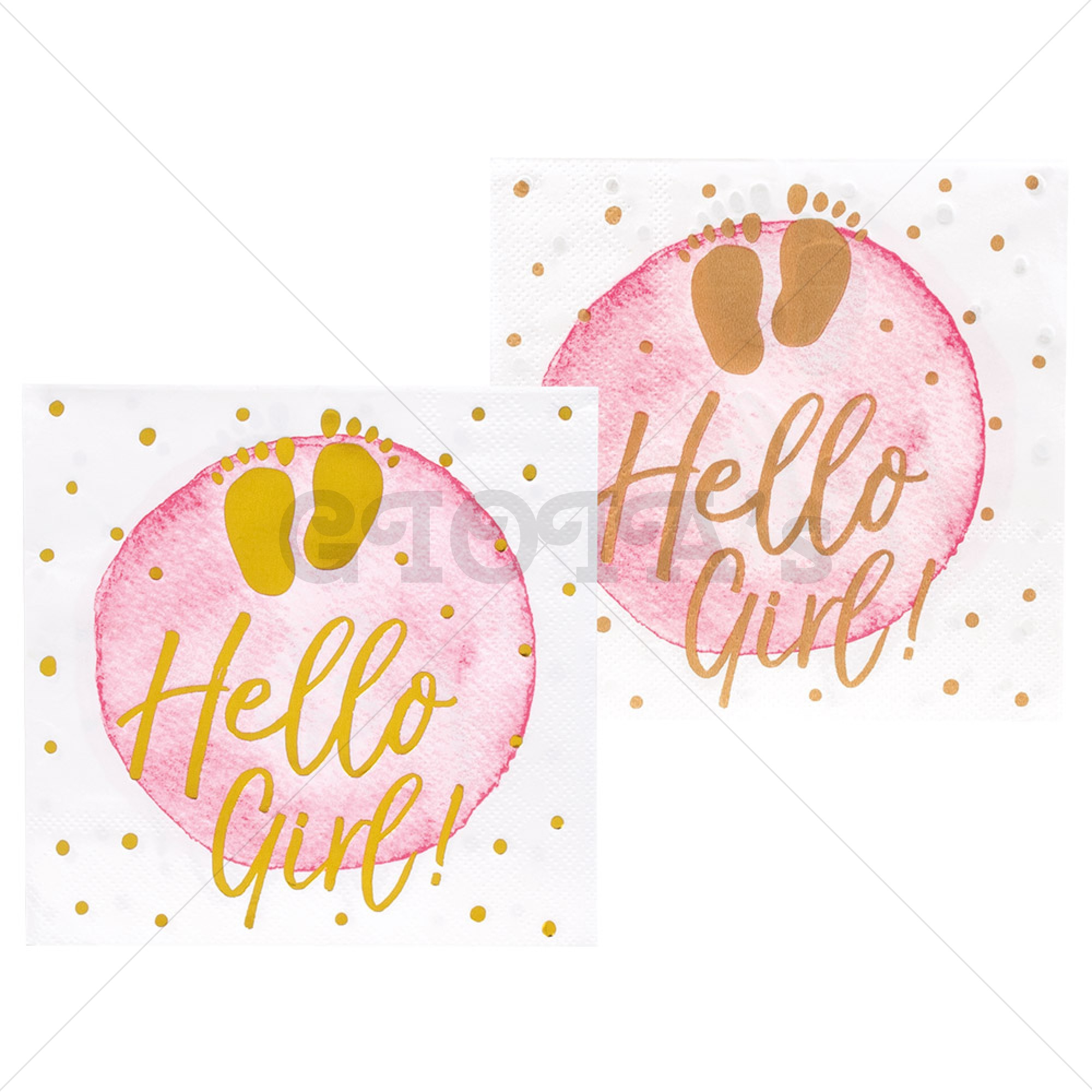 Servetten roze-goud baby 12-stuks