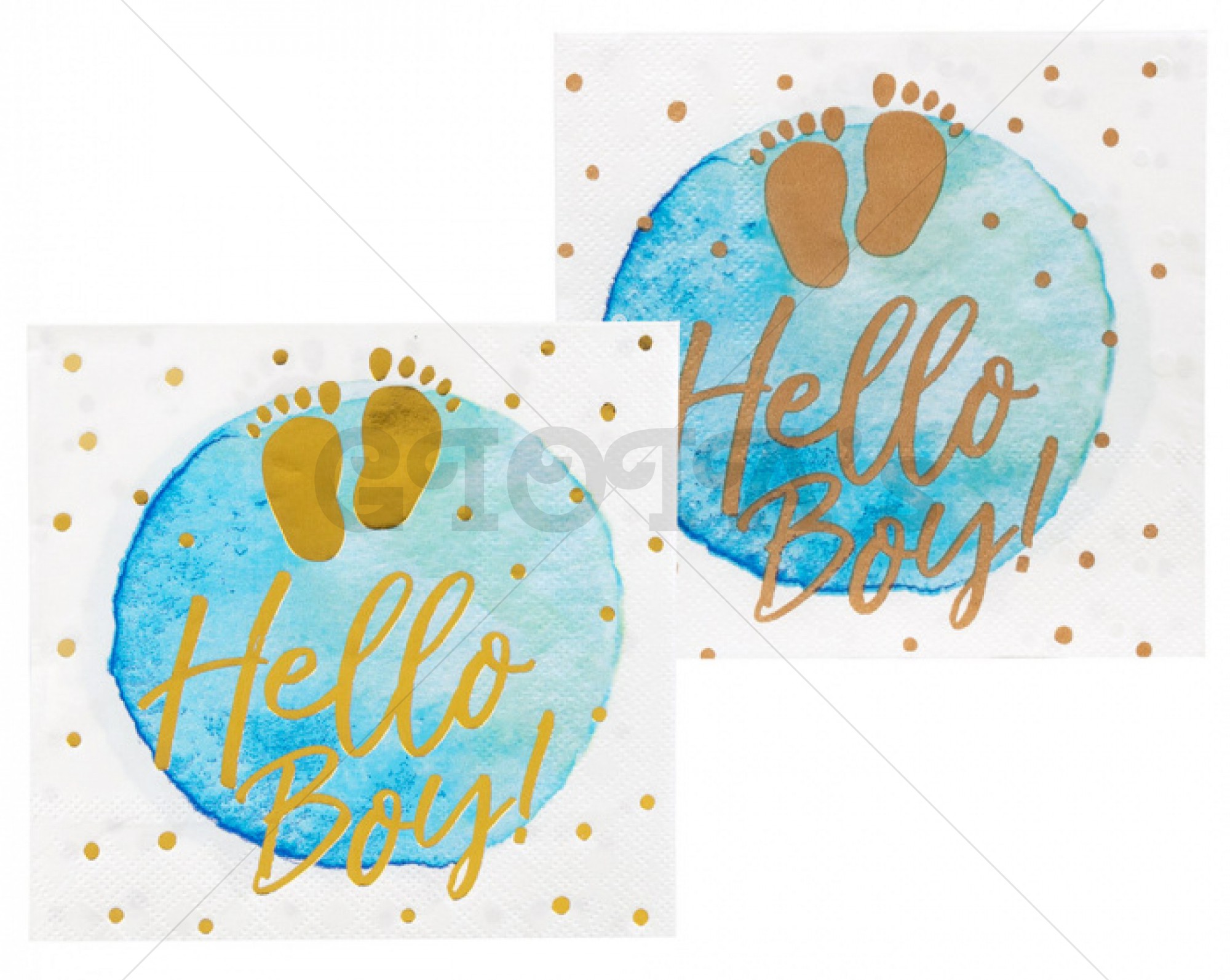 Servetten blauw-goud baby 12-stuks