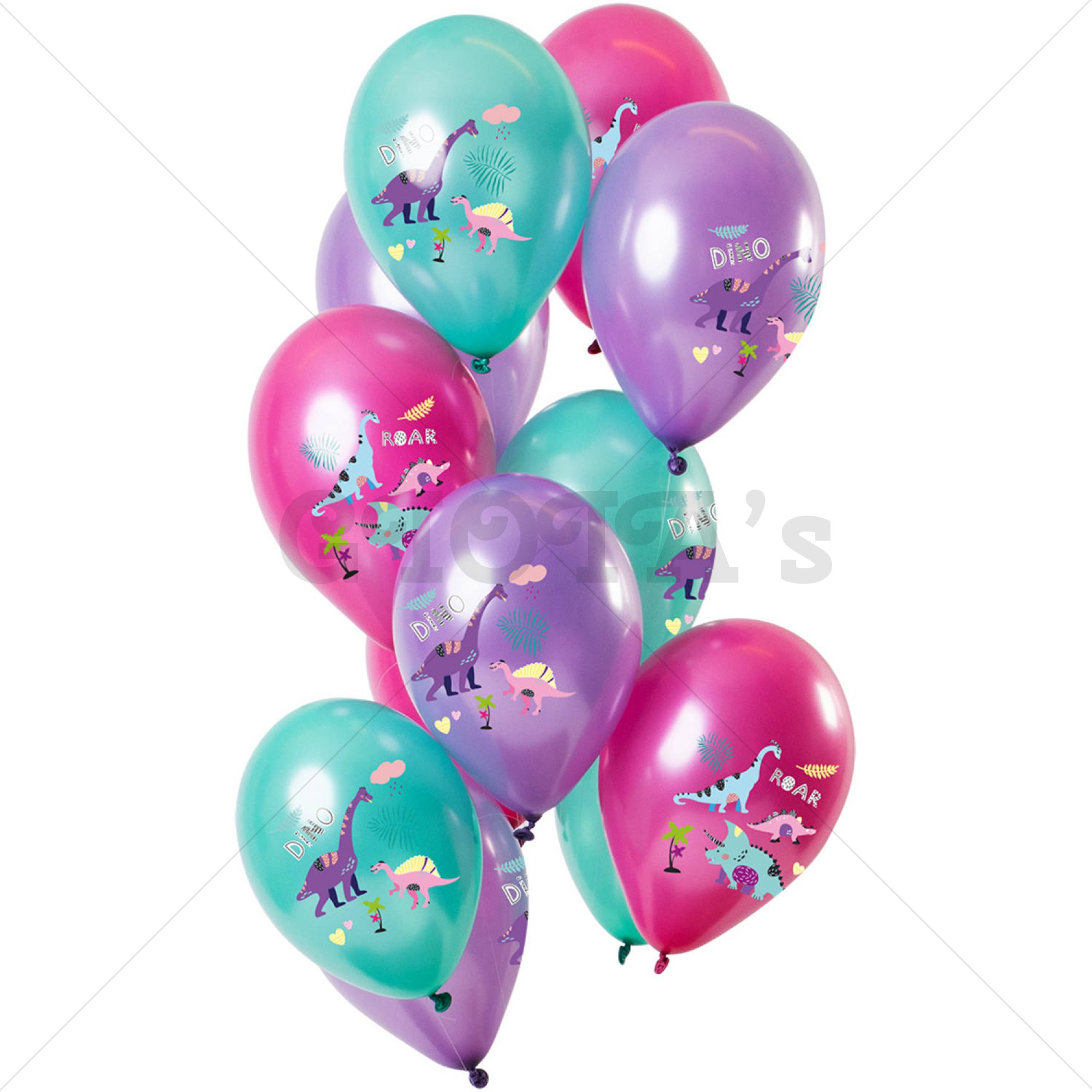 Ballon set Dino meisje 12-stuks metallic