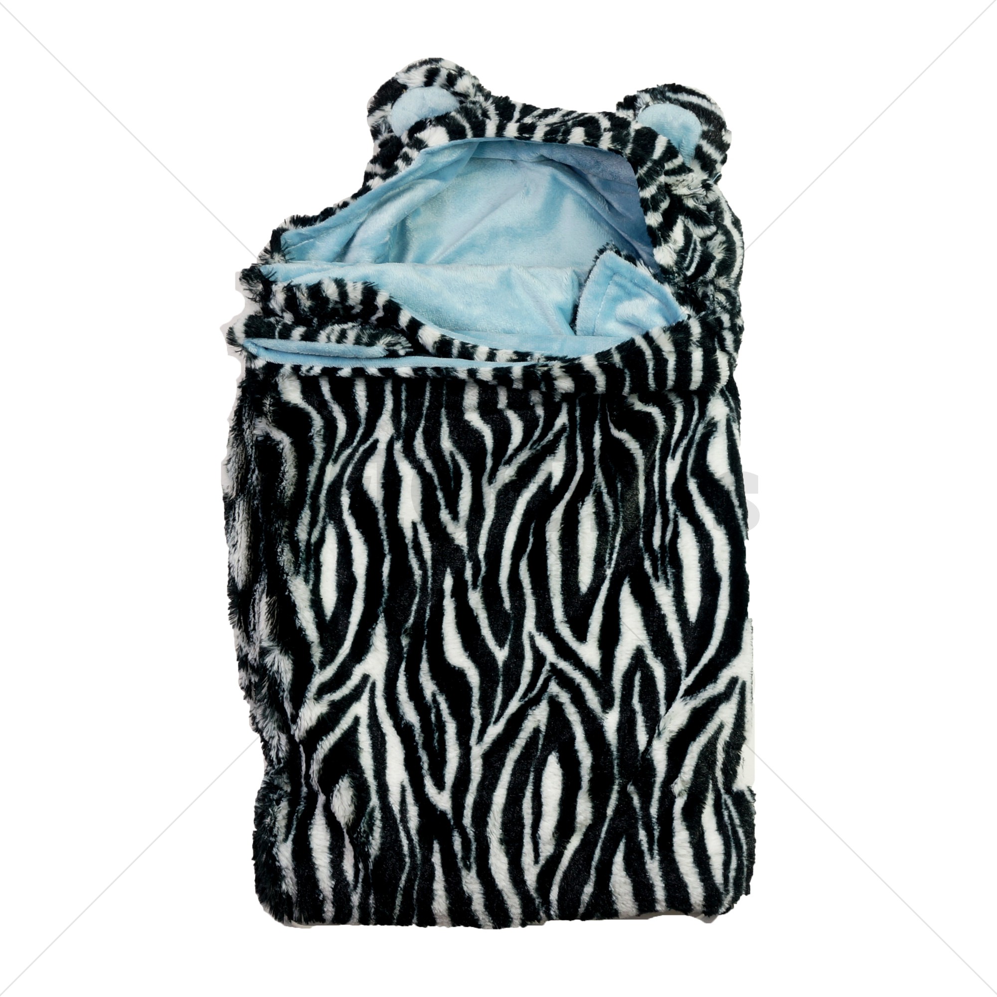 Soft Touch wikkeldeken / omslagdeken zebraprint blauw