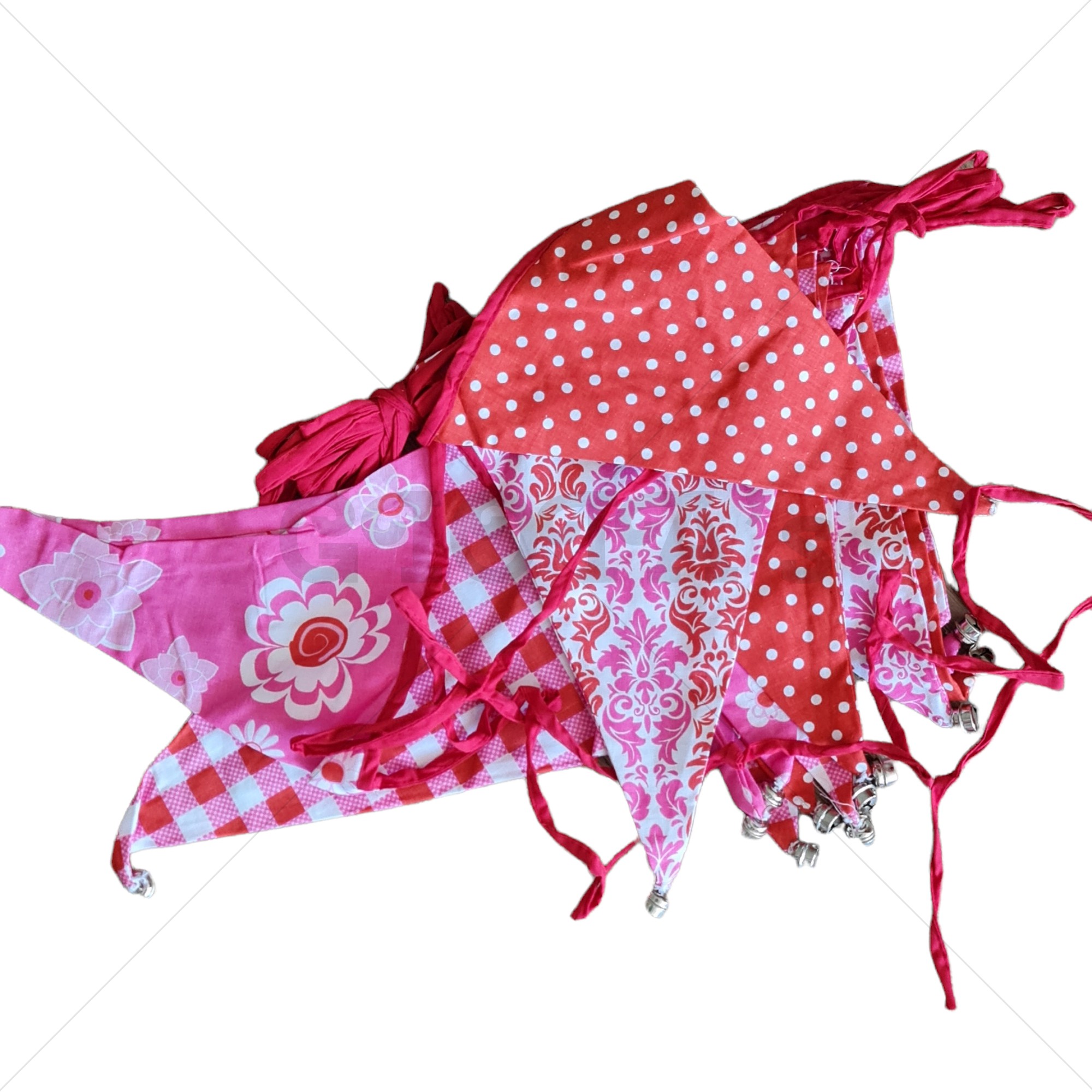 Stoffen vlaggenlijn rood roze 10 meter