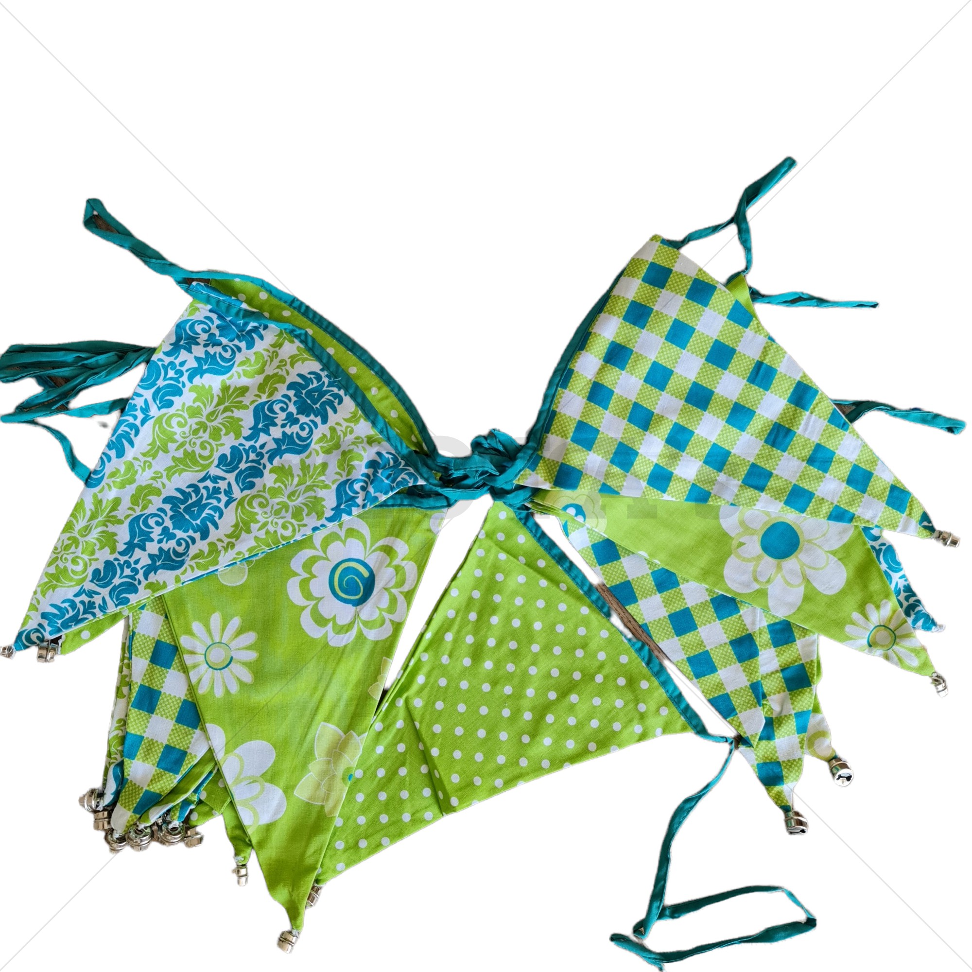 Stoffen vlaggenlijn blauw groen 10 meter
