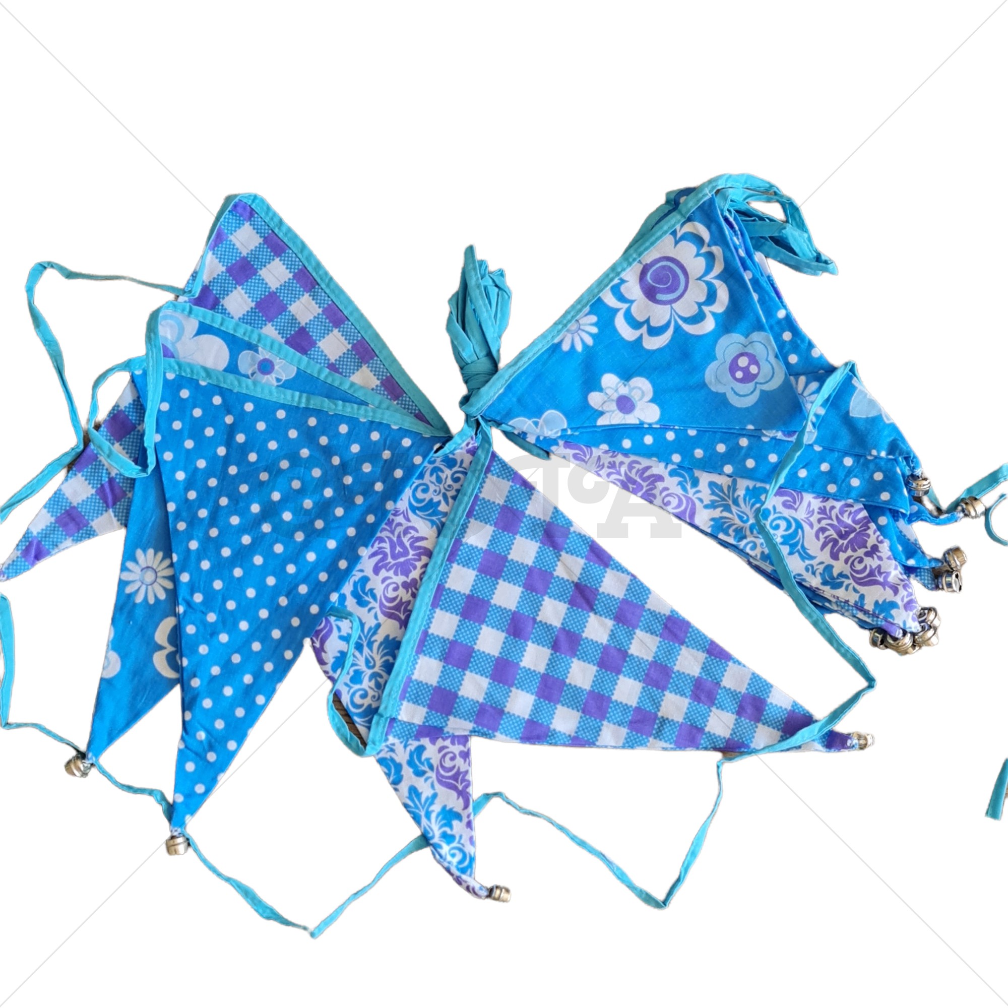 Stoffen vlaggenlijn blauw wit 10 meter