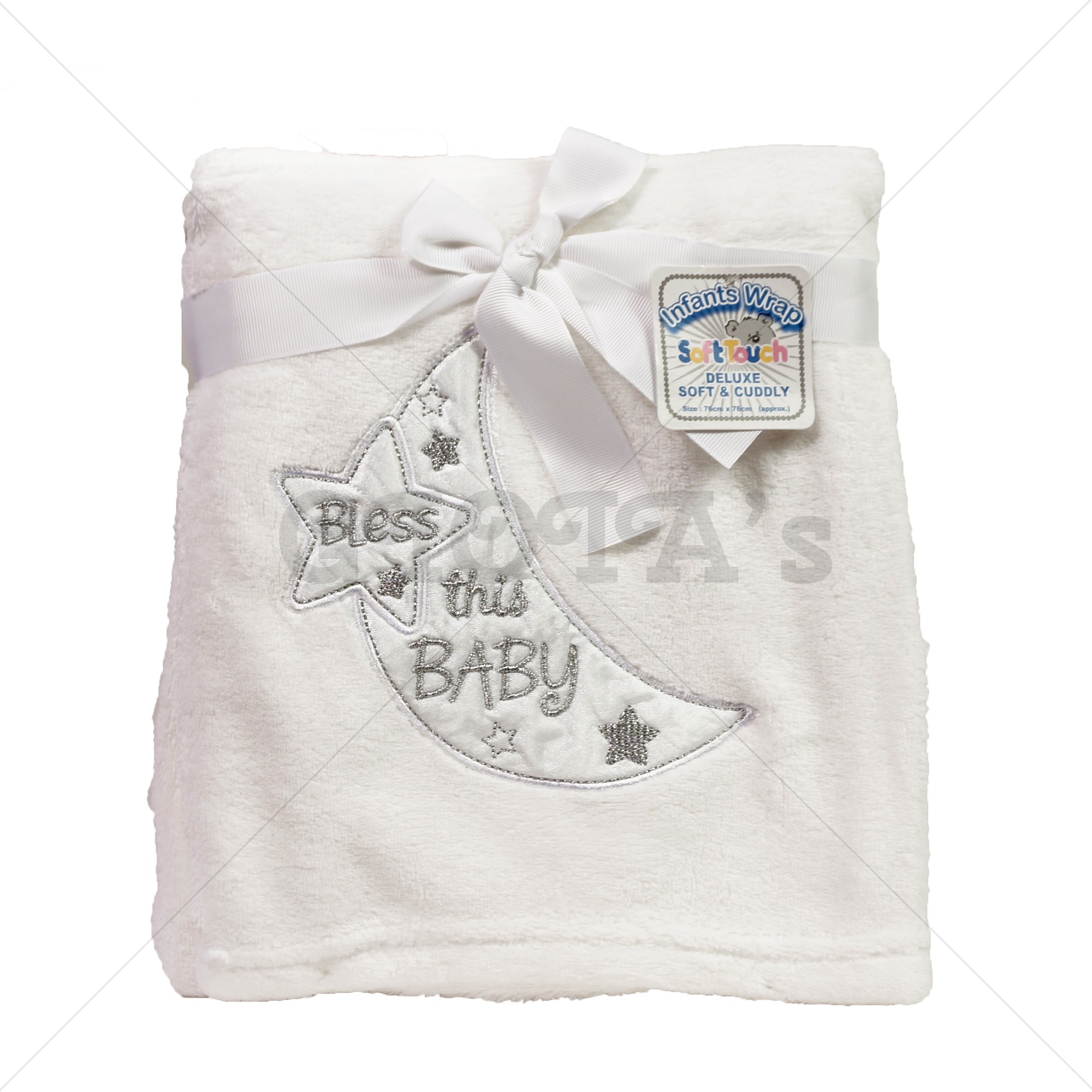 De stad marketing Grijpen Soft Touch fleece deken met de tekst Bless this Baby - GIOIA's cadeau en  feestartikelen