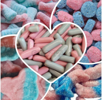 Roze-blauw snoep